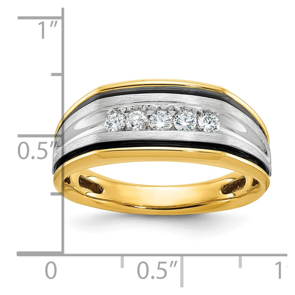 14K Zweifarbiges Gold mit Schwarzrhodinierung Herren-Ring mit 0,25K Diamanten, komplett besetzt