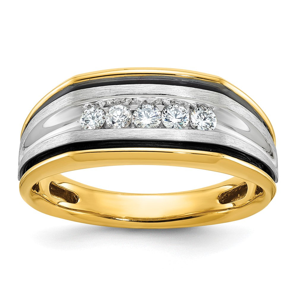 14K Zweifarbiges Gold mit Schwarzrhodinierung Herren-Ring mit 0,25K Diamanten, komplett besetzt