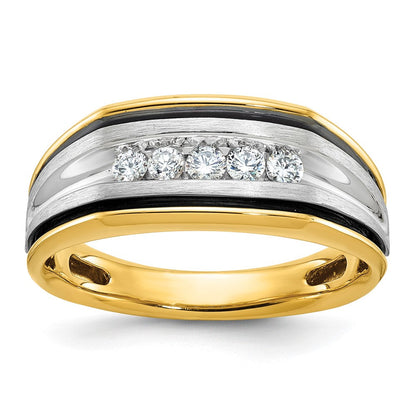 14K Zweifarbiges Gold mit Schwarzrhodinierung Herren-Ring mit 0,25K Diamanten, komplett besetzt