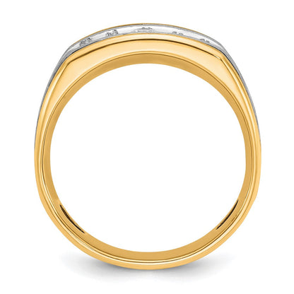 10K Bicolor Ibgoodman mit Schwarz Rhodium Herren Poliert Satiniert und Gerillt 5-stone 1/2 Karat A Qualität Diamant Ring
