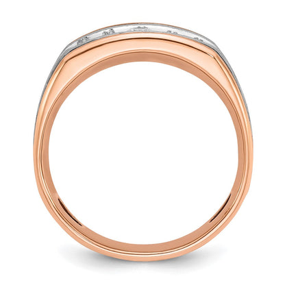 14K Weiß-/Roségold Zweifarbiger Ring für Herren mit schwarzer Rhodiumbeschichtung, satiniert, 0,5K Diamant