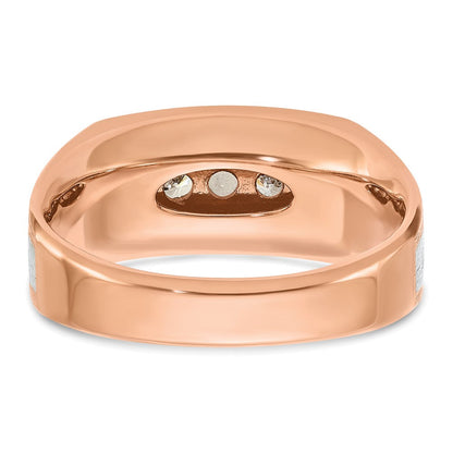 14K Weiß-/Roségold Zweifarbiger Ring für Herren mit schwarzer Rhodiumbeschichtung, satiniert, 0,5K Diamant