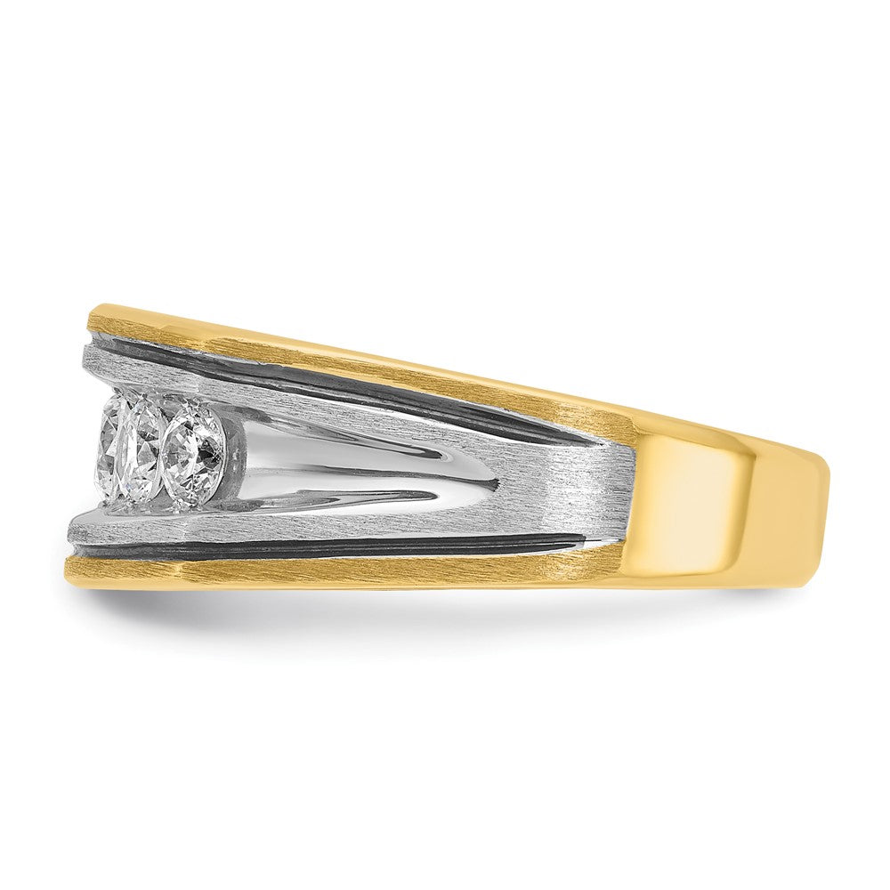 14K Zweifarbiges Gold mit Schwarzrhodinierung Herren-Ring mit 1K Diamant, komplett besetzt