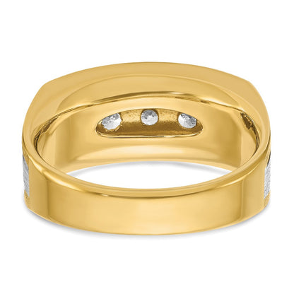 14K Bicolor-Ring mit schwarzem Rhodium, 1 ct. Laborgezüchteter Diamant VS/SI+ G+, Fünf-Stein, Herrenring