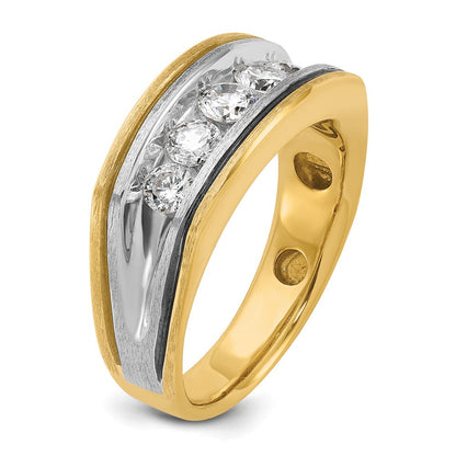 14K Zweifarbiges Gold mit Schwarzrhodinierung Herren-Ring mit 1K Diamant, komplett besetzt