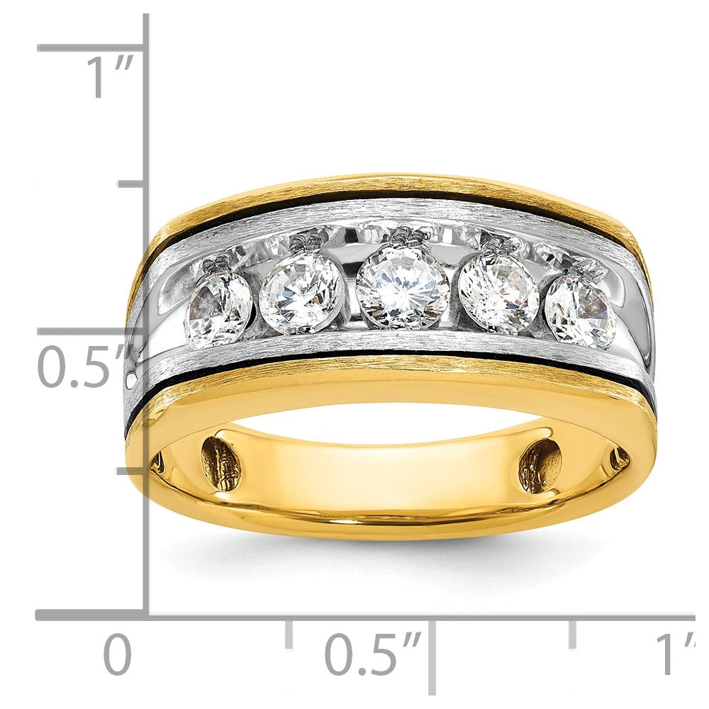 14K Zweifarbiges Gold mit Schwarzrhodinierung Herren-Ring mit 1K Diamant, komplett besetzt