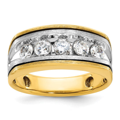 14K Zweifarbiges Gold mit Schwarzrhodinierung Herren-Ring mit 1K Diamant, komplett besetzt
