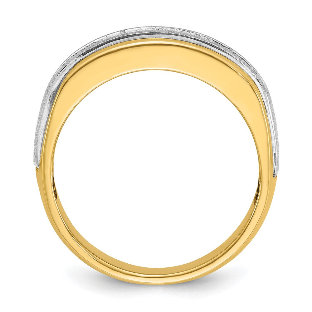 14K Bicolor-Gold Herren-Ring, poliert und satiniert, mit 0,75 ct. Diamanten