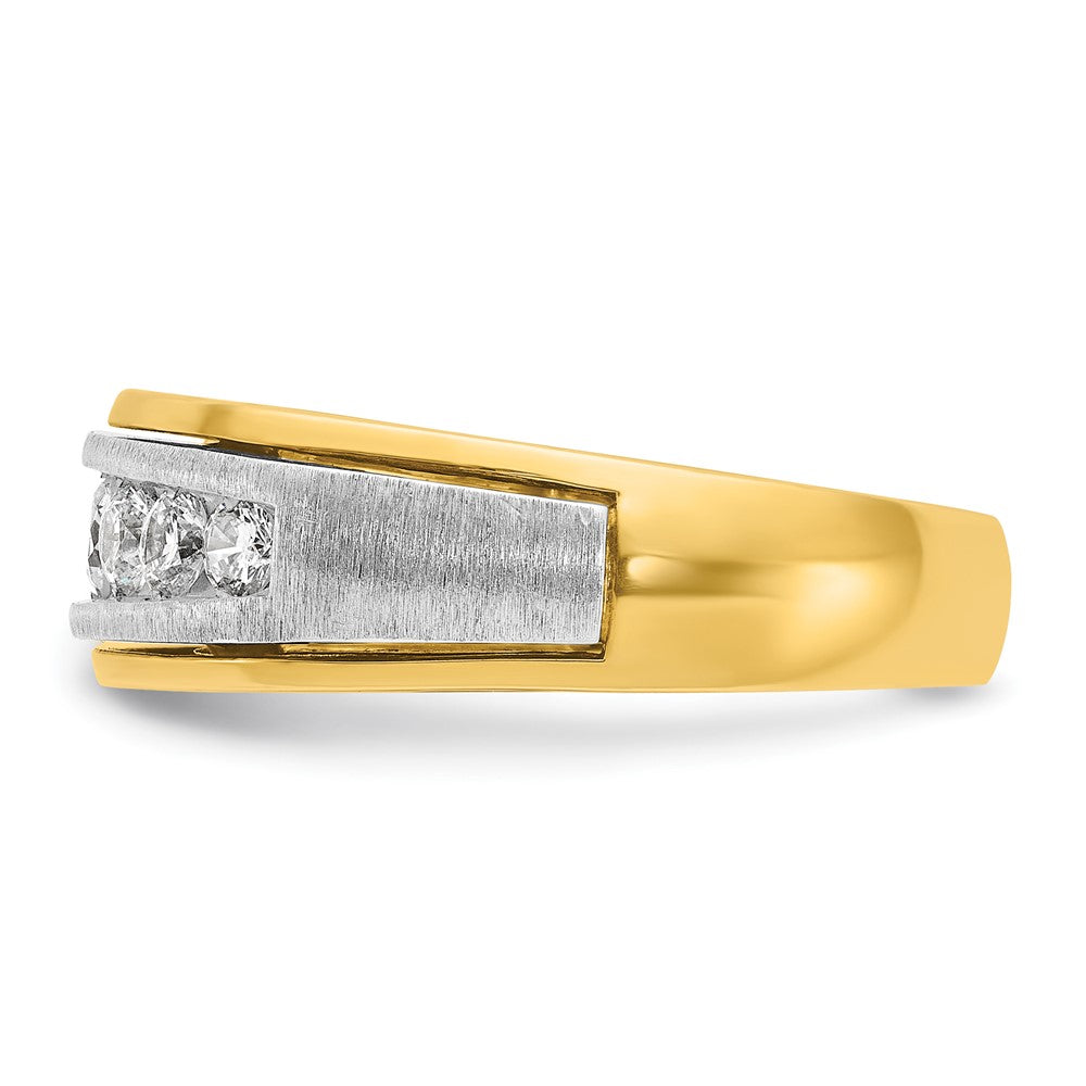 14K Bicolor-Gold Herren-Ring, poliert und satiniert, mit 0,75 ct. Diamanten