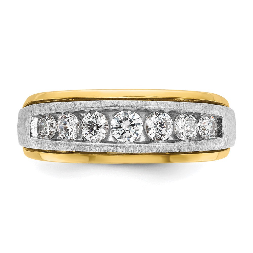 14K Bicolor-Gold Herren-Ring, poliert und satiniert, mit 0,75 ct. Diamanten