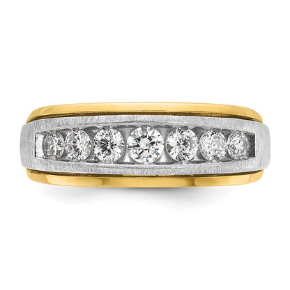 14K Bicolor-Gold Herren-Ring, poliert und satiniert, mit 0,75 ct. Diamanten