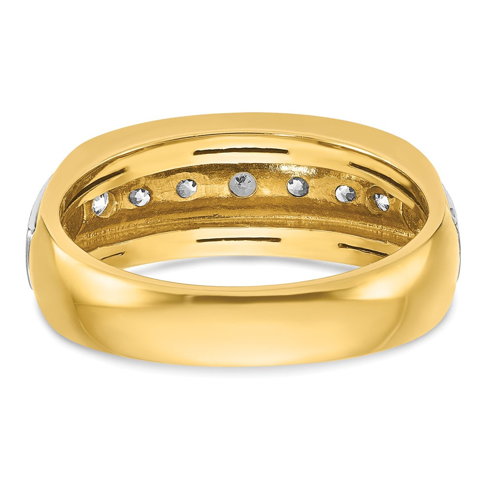 14K Bicolor-Gold Herren-Ring, poliert und satiniert, mit 0,75 ct. Diamanten