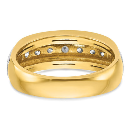 14K Bicolor-Gold Herren-Ring, poliert und satiniert, mit 0,75 ct. Diamanten