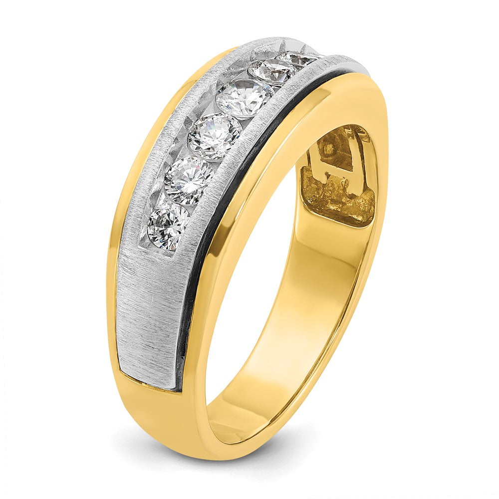 14K Bicolor-Gold Herren-Ring, poliert und satiniert, mit 0,75 ct. Diamanten