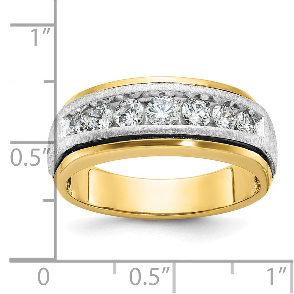 14K Bicolor-Gold Herren-Ring, poliert und satiniert, mit 0,75 ct. Diamanten