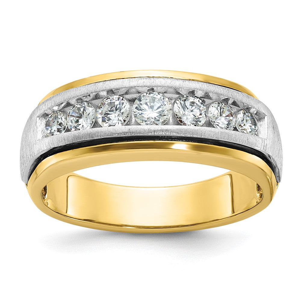 14K Bicolor-Gold Herren-Ring, poliert und satiniert, mit 0,75 ct. Diamanten