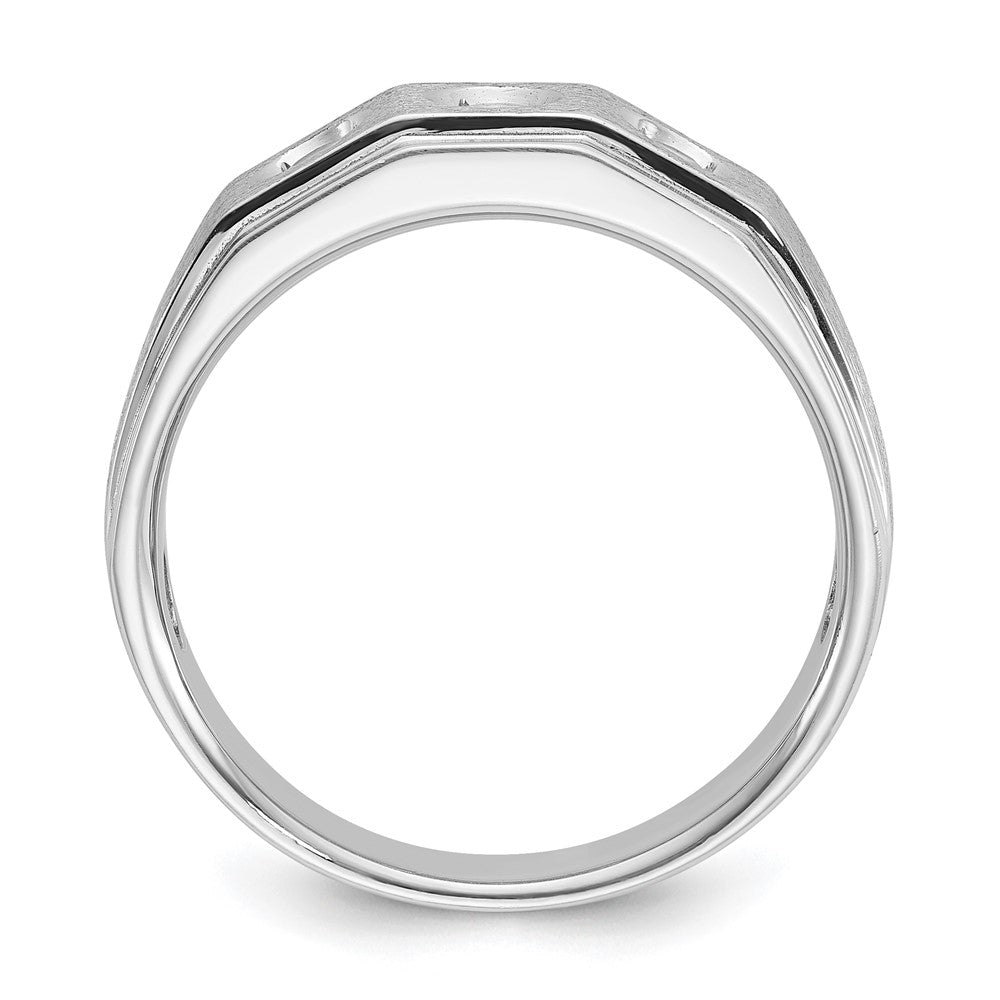 14K Weißgold Herren-Ring, poliert und satiniert, mit 0,375 Karat Diamant, komplett besetzt