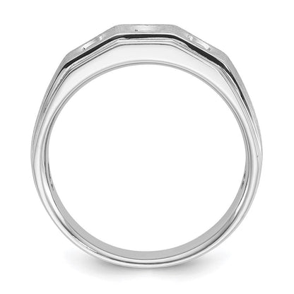 14K Weißgold Herren-Ring, poliert und satiniert, mit 0,375 Karat Diamant, komplett besetzt