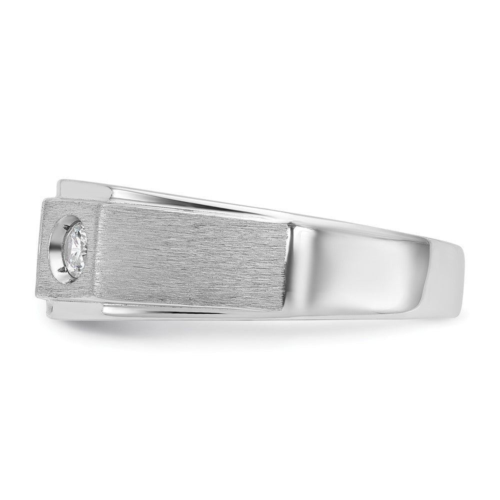 14K Weißgold Herren-Ring, poliert und satiniert, mit 0,375 Karat Diamant, komplett besetzt