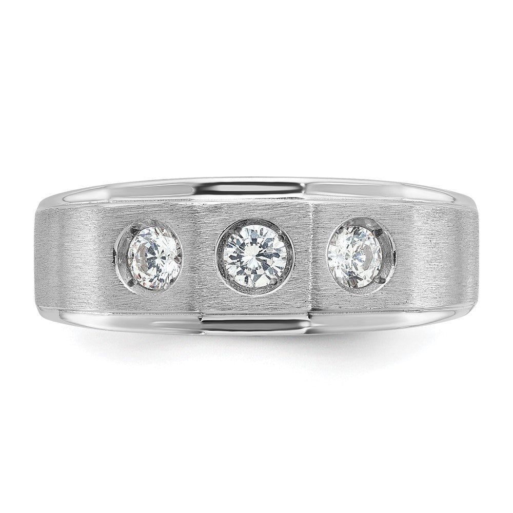 14K Weißgold Herren-Ring, poliert und satiniert, mit 0,375 Karat Diamant, komplett besetzt