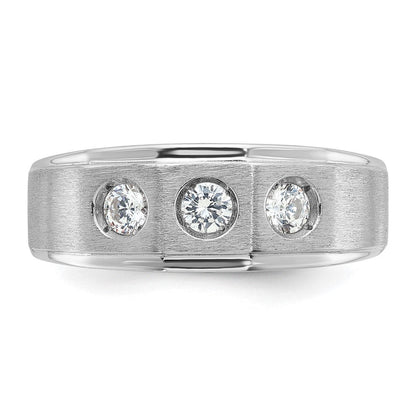 14K Weißgold Herren-Ring, poliert und satiniert, mit 0,375 Karat Diamant, komplett besetzt