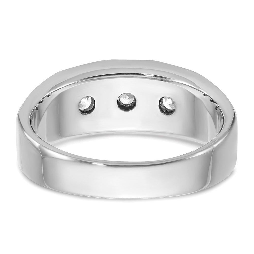 14K Weißgold Herren-Ring, poliert und satiniert, mit 0,375 Karat Diamant, komplett besetzt