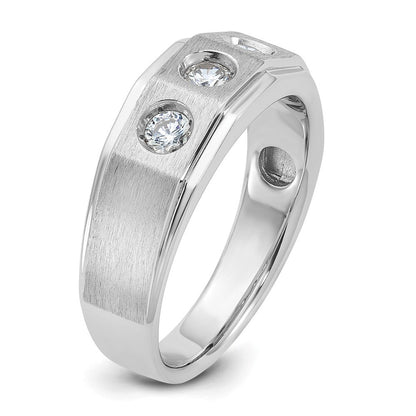 14K Weißgold Herren-Ring, poliert und satiniert, mit 0,375 Karat Diamant, komplett besetzt