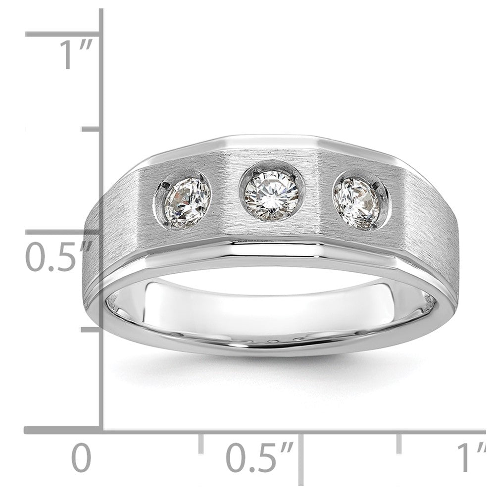 14K Weißgold Herren-Ring, poliert und satiniert, mit 0,375 Karat Diamant, komplett besetzt