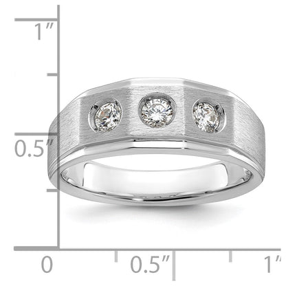 14K Weißgold Herren-Ring, poliert und satiniert, mit 0,375 Karat Diamant, komplett besetzt