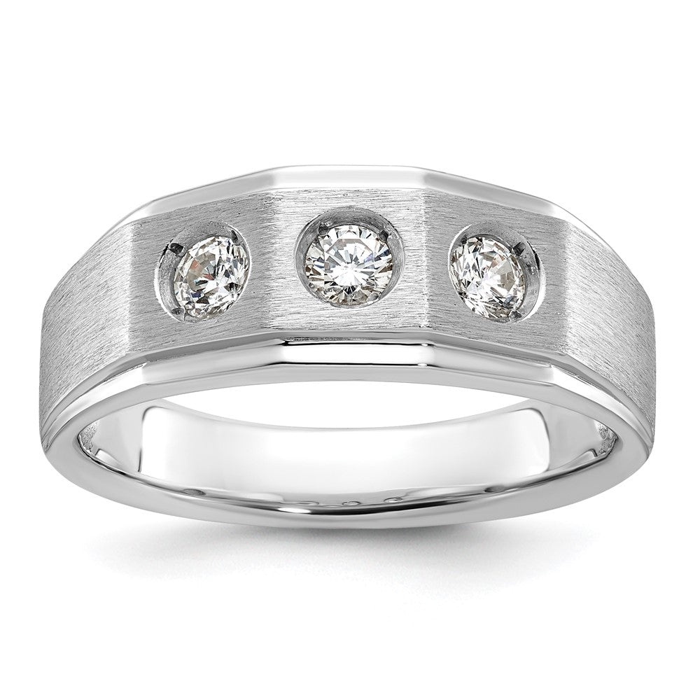 14K Weißgold Herren-Ring, poliert und satiniert, mit 0,375 Karat Diamant, komplett besetzt