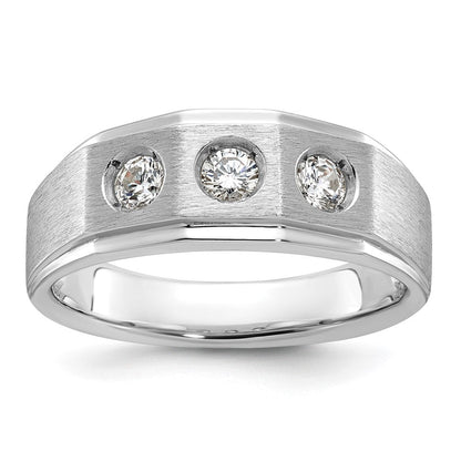 14K Weißgold Herren-Ring, poliert und satiniert, mit 0,375 Karat Diamant, komplett besetzt