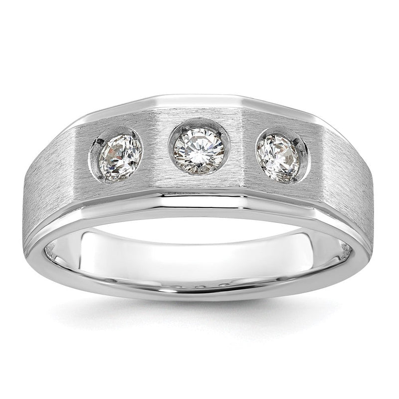 14K Weißgold Herren-Ring, poliert und satiniert, mit 0,375 Karat Diamant, komplett besetzt
