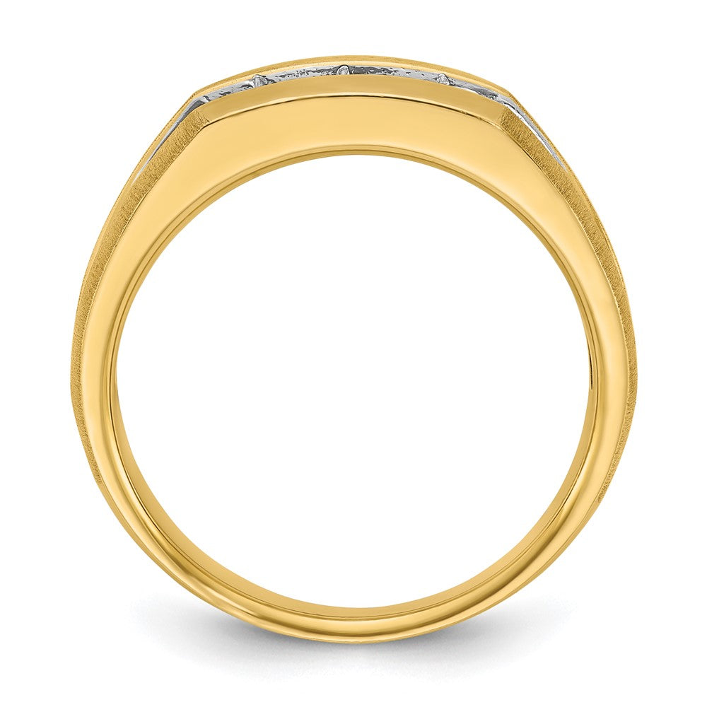 14K Gelbgold & Rhodiniertes Gold mit Weiß-Rhodinierung Herren-Ring mit 0,5K Diamanten, komplett besetzt