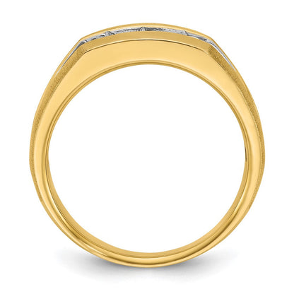 14K Gelbgold & Rhodiniertes Gold mit Weiß-Rhodinierung Herren-Ring mit 0,5K Diamanten, komplett besetzt