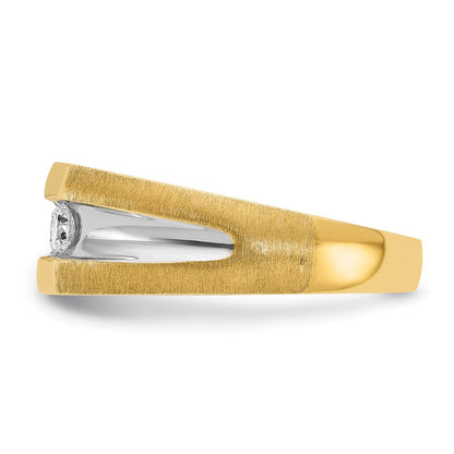 14K Gelbgold & Rhodiniertes Gold mit Weiß-Rhodinierung Herren-Ring mit 0,5K Diamanten, komplett besetzt