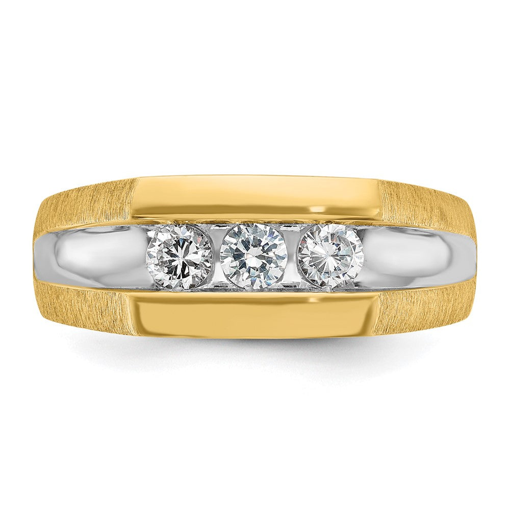 14K Gelbgold & Rhodiniertes Gold mit Weiß-Rhodinierung Herren-Ring mit 0,5K Diamanten, komplett besetzt