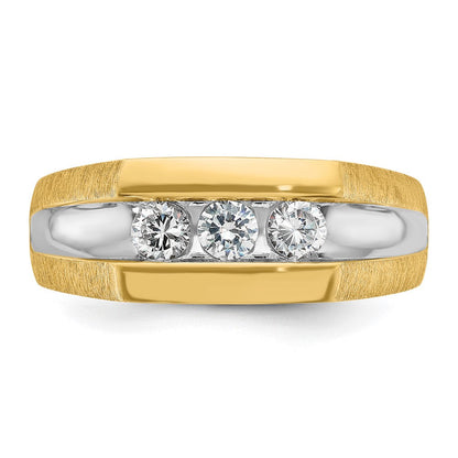 14K Gelbgold & Rhodiniertes Gold mit Weiß-Rhodinierung Herren-Ring mit 0,5K Diamanten, komplett besetzt
