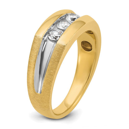 14K Gelbgold & Rhodiniertes Gold mit Weiß-Rhodinierung Herren-Ring mit 0,5K Diamanten, komplett besetzt
