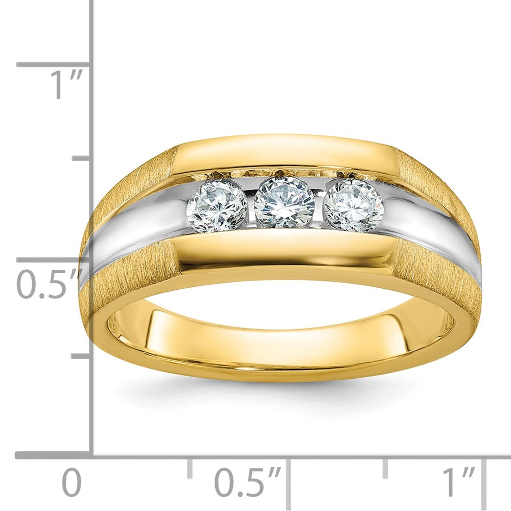 14K Gelbgold & Rhodiniertes Gold mit Weiß-Rhodinierung Herren-Ring mit 0,5K Diamanten, komplett besetzt