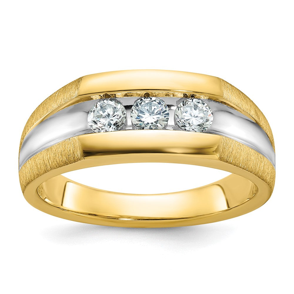 14K Gelbgold & Rhodiniertes Gold mit Weiß-Rhodinierung Herren-Ring mit 0,5K Diamanten, komplett besetzt