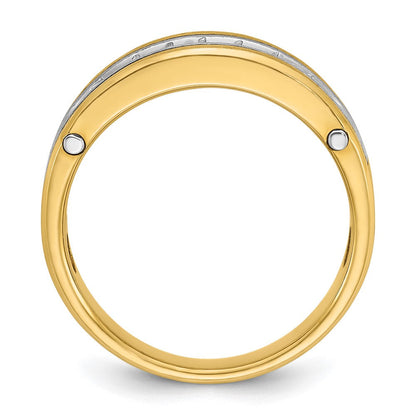 14K Bicolor-Gold Herren-Ring, poliert und satiniert, mit 0,5K Diamanten, komplett besetzt