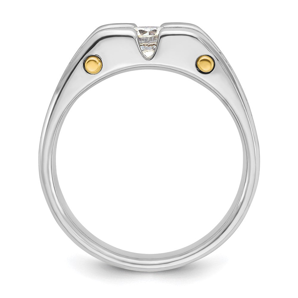 14K Bicolor Ring mit 0,75 ct. Laborgezüchteten Diamanten VS/SI+ G+, Three-Stone, poliert und ausgeschnitten, für Herren
