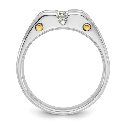 14K Bicolor Ring mit 0,75 ct. Laborgezüchteten Diamanten VS/SI+ G+, Three-Stone, poliert und ausgeschnitten, für Herren