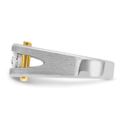 14K Bicolor-Gold Herren-Ring, poliert und satiniert, mit 0,75 ct. Diamanten