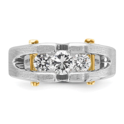 14K Bicolor-Gold Herren-Ring, poliert und satiniert, mit 0,75 ct. Diamanten