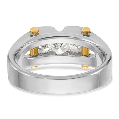 14K Bicolor-Gold Herren-Ring, poliert und satiniert, mit 0,75 ct. Diamanten