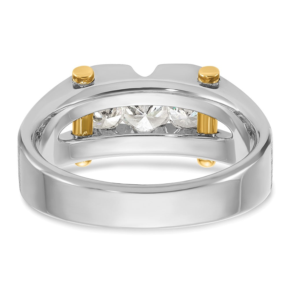 14K Bicolor Ring mit 0,75 ct. Laborgezüchteten Diamanten VS/SI+ G+, Three-Stone, poliert und ausgeschnitten, für Herren