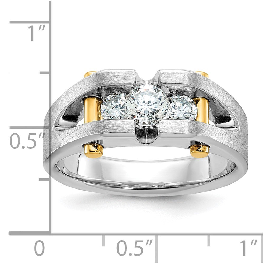 14K Bicolor-Gold Herren-Ring, poliert und satiniert, mit 0,75 ct. Diamanten