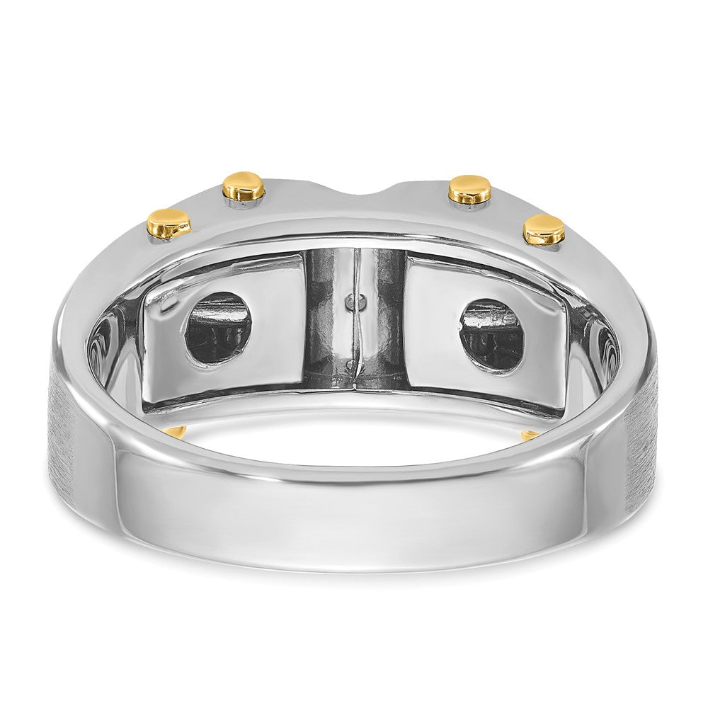 14K Bicolor Gold Herren-Ring, poliert und satiniert, mit 0,25K Diamanten, komplett besetzt