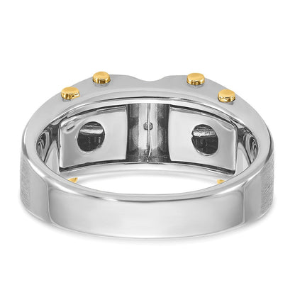 14K Bicolor Gold Herren-Ring, poliert und satiniert, mit 0,25K Diamanten, komplett besetzt